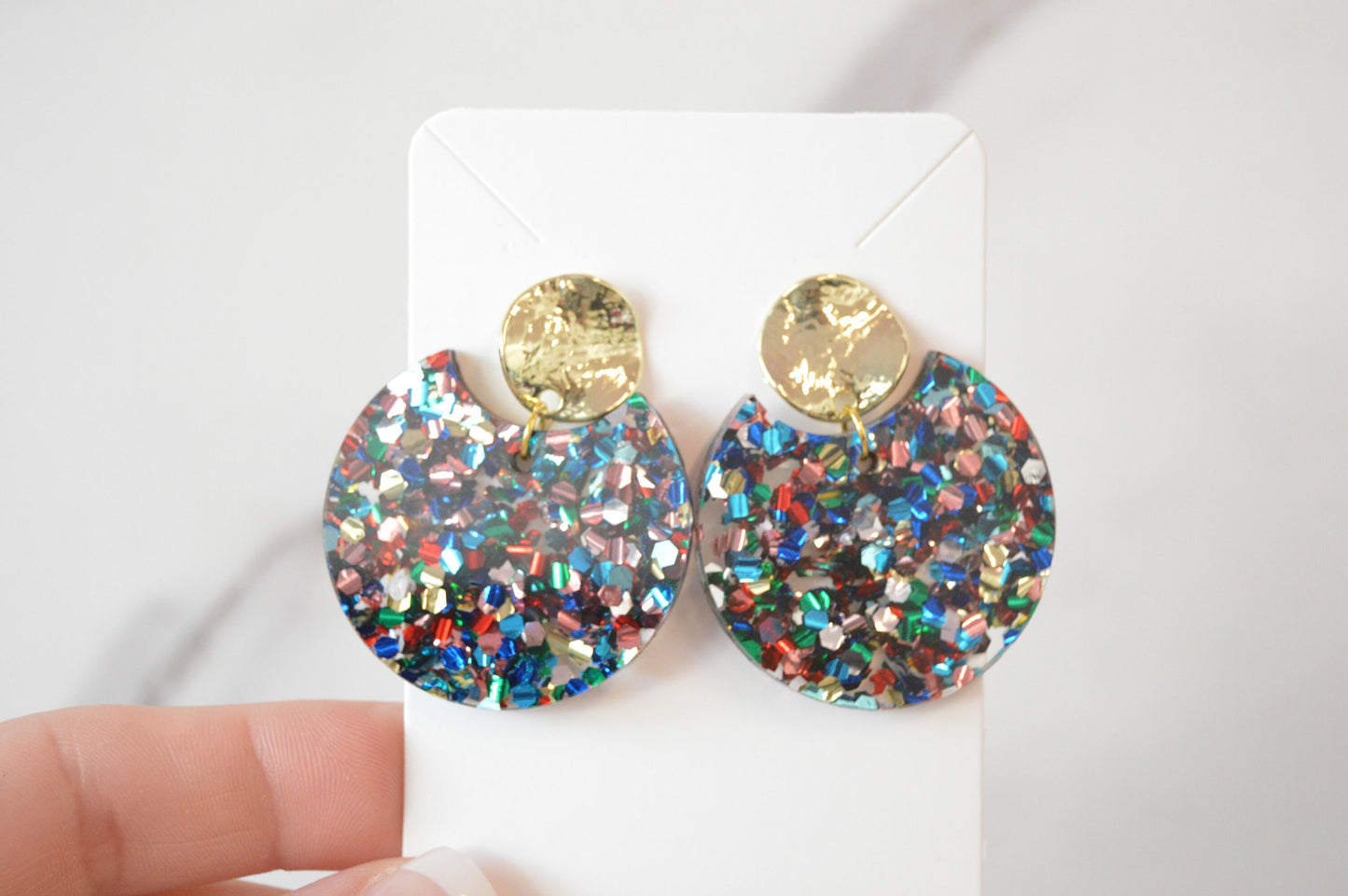 Colorful Cut Out Circle Dangle Earrings - Acrylic