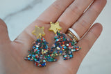 Colorful Christmas Tree Earrings - Acrylic