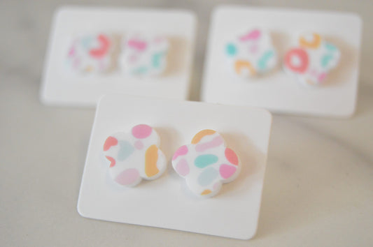 Colorful Leopard Print Stud Earrings - Acrylic