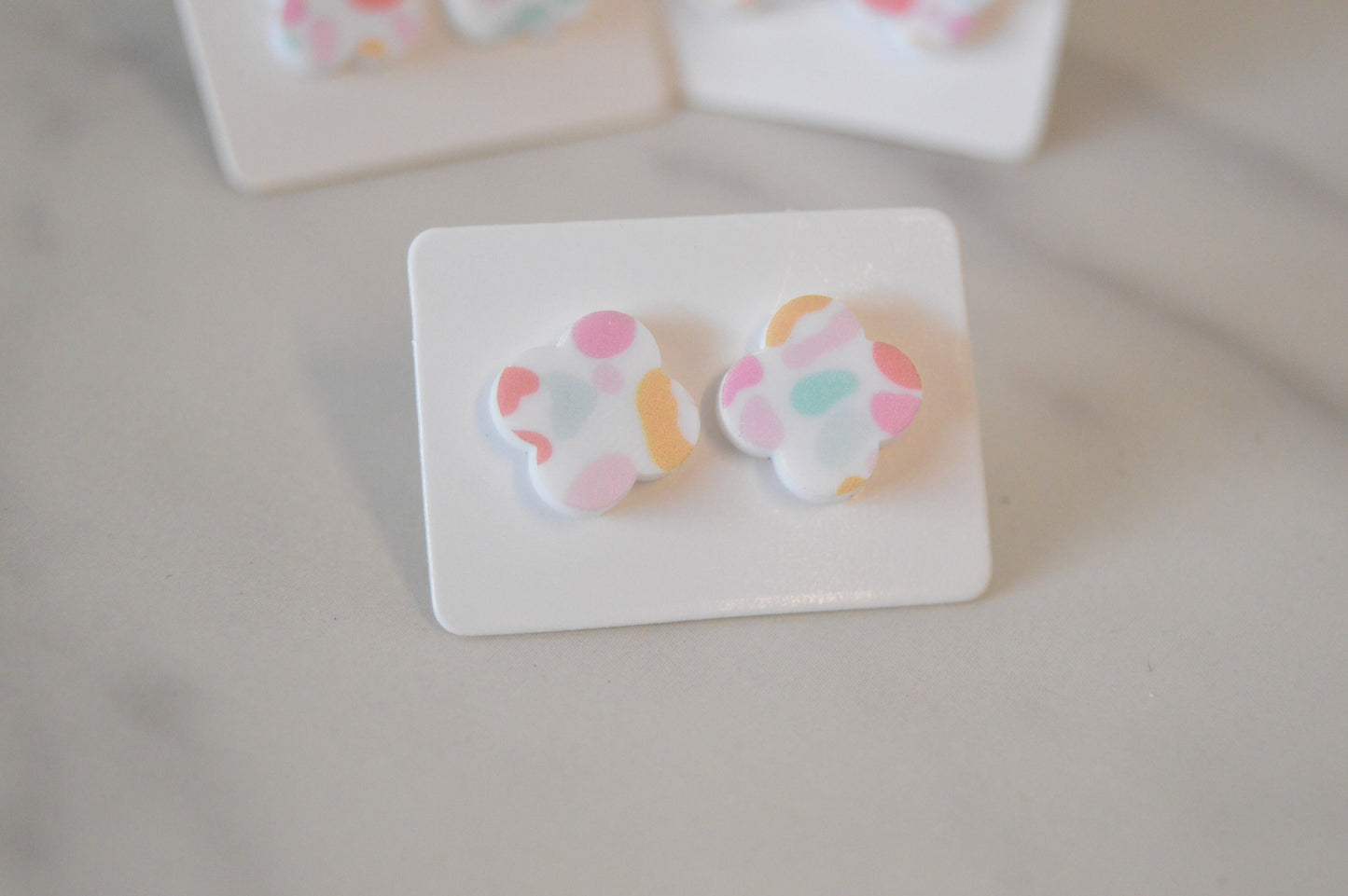 Colorful Leopard Print Stud Earrings - Acrylic