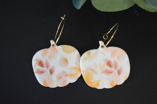 Pumpkin Hoop Earrings - Acrylic