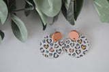 Leopard Print Round Cutout Earrings - Acrylic
