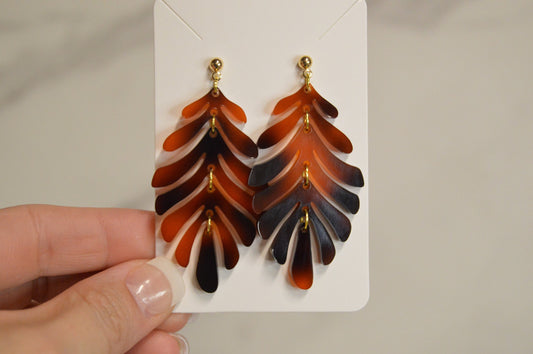 Tiered Leaf Stack Earrings - Acrylic