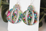 Christmas Bauble Confetti Earrings - Acrylic