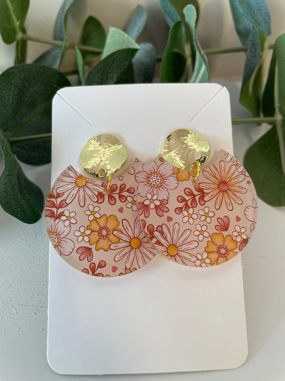 Retro Flower Earrings - Acrylic