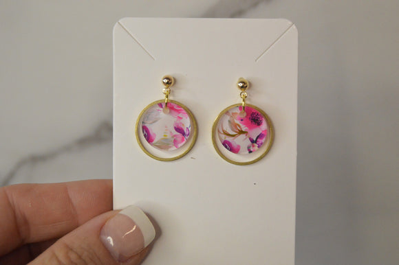 Floral Small Dangle Earrings - Acrylic