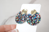 Colorful Cut Out Circle Dangle Earrings - Acrylic