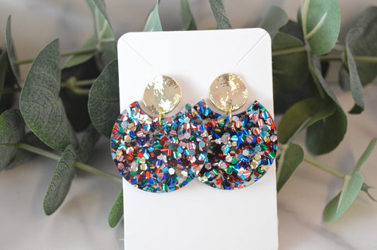 Colorful Cut Out Circle Dangle Earrings - Acrylic