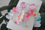 Floral Scalloped Arch Dangle Earrings - Acrylic