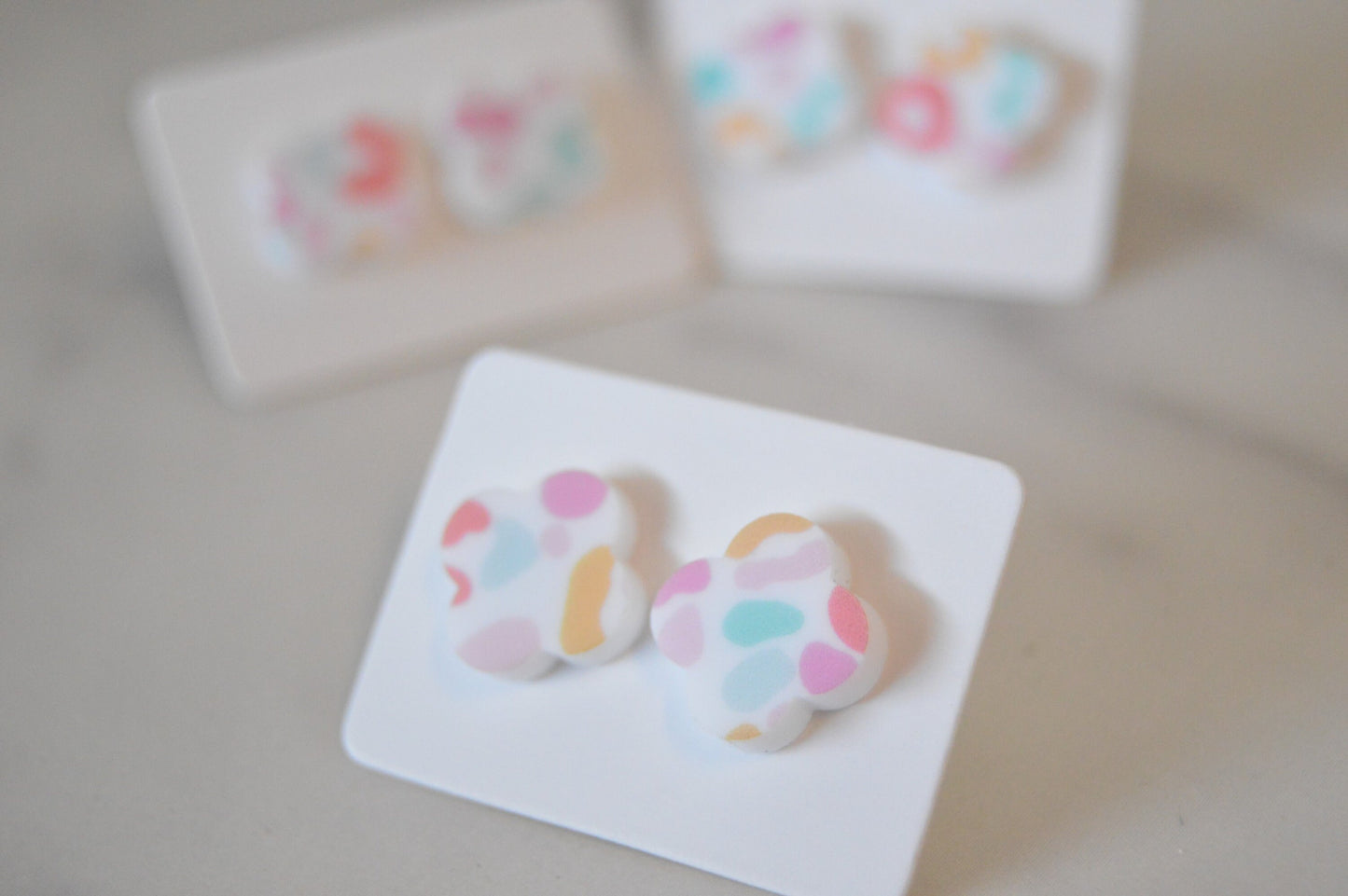 Colorful Leopard Print Stud Earrings - Acrylic