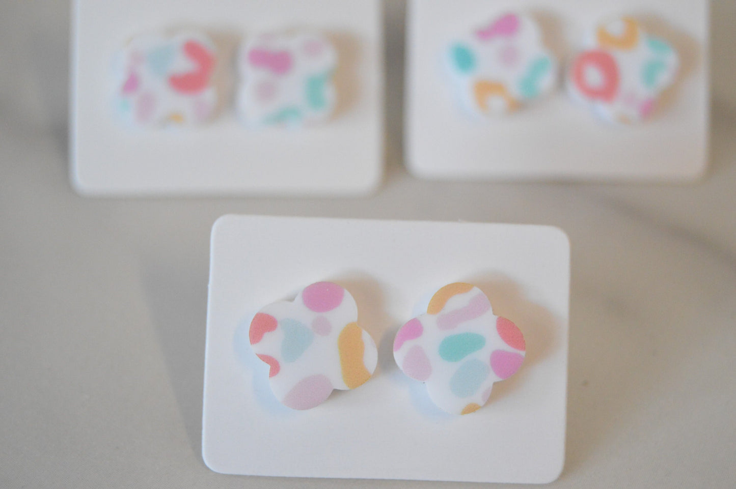 Colorful Leopard Print Stud Earrings - Acrylic