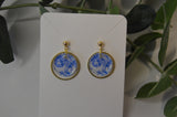 Blue Chinoiserie Small Dangle Earrings - Acrylic