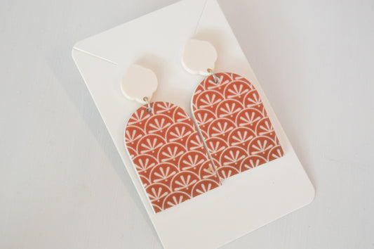 Maroon Boho Solid Arch Earrings - Acrylic
