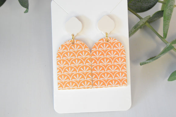 Orange Solid Arch Earrings - Acrylic
