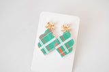 Christmas Plaid Ornament Earrings - Acrylic