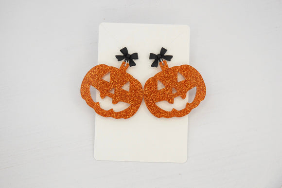 Jack-O-Latern Pumpkin Earrings - Acrylic