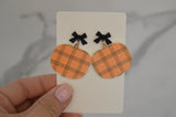 Plaid Pumpkin Dangle Earrings - Acrylic