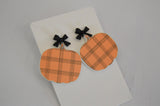 Plaid Pumpkin Dangle Earrings - Acrylic